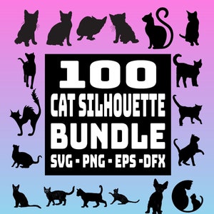 CAT Silhouette svg Bundle, Cat svg File For Cricut, Cat Cut Files Kitten Svg Cat Vector | Kitty Svg | Pet Silhouette Cat Svg, Png, Eps, Dfx