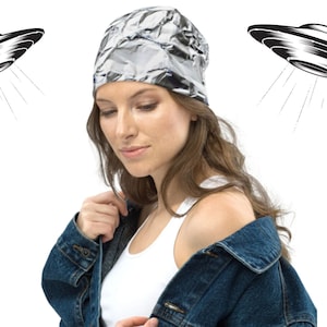 Tin Foil Hat Beanie, Tin Foil Hat, Tinfoil Hat, Tinfoil Hat Beanie, Alex Jones, Conspiracy Theory Clothing, Conspiracy Beanie, Unisex Beanie image 1