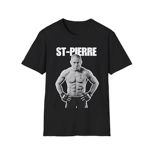 St-Pierre Black & White Graphic Tee - George St Pierre Tee - Bold MMA Fighter Tribute Shirt - The Rush St Pierre Tee