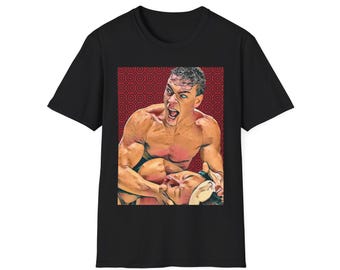 Camiseta gráfica "Say It" de Van Damme: camiseta retro de película de acción