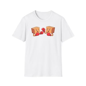 Camiseta de combate de cartón, divertida camiseta de lucha con caja, combate de boxeo con caja móvil, camiseta de gimnasio con juego de palabras