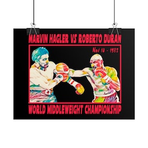 Marvin Hagler vs. Roberto Duran Poster | Classic Boxing Wall Art Rolled Posters | Marvin Hagler Poster