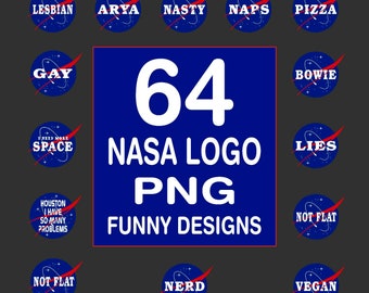 NASA Logo 64 PNG Bundle, NASA Sublimation Bundle, Sublimation Transfer, Instant Download
