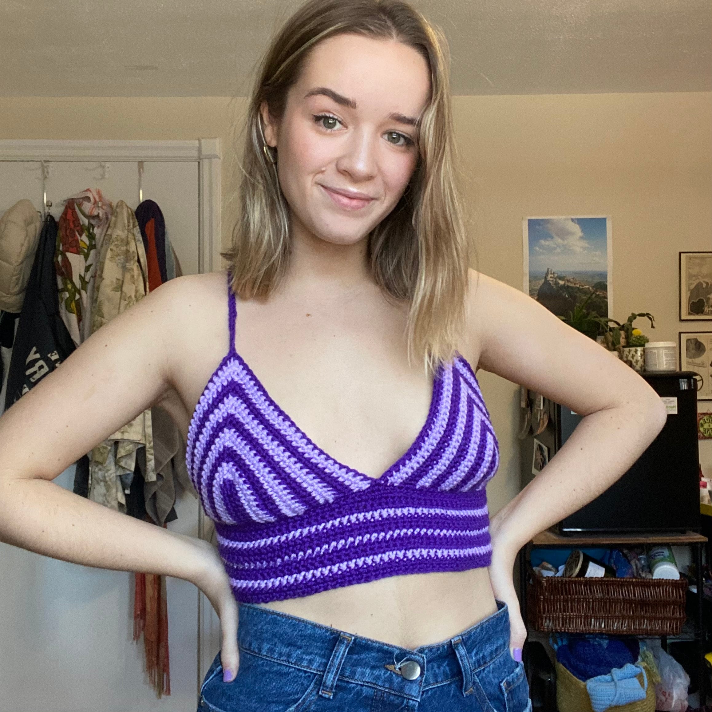 Purple hotsell crochet top