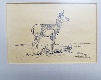 Jim Hauser Original Pen Drawing Titled "Sagebrush Sentinel"