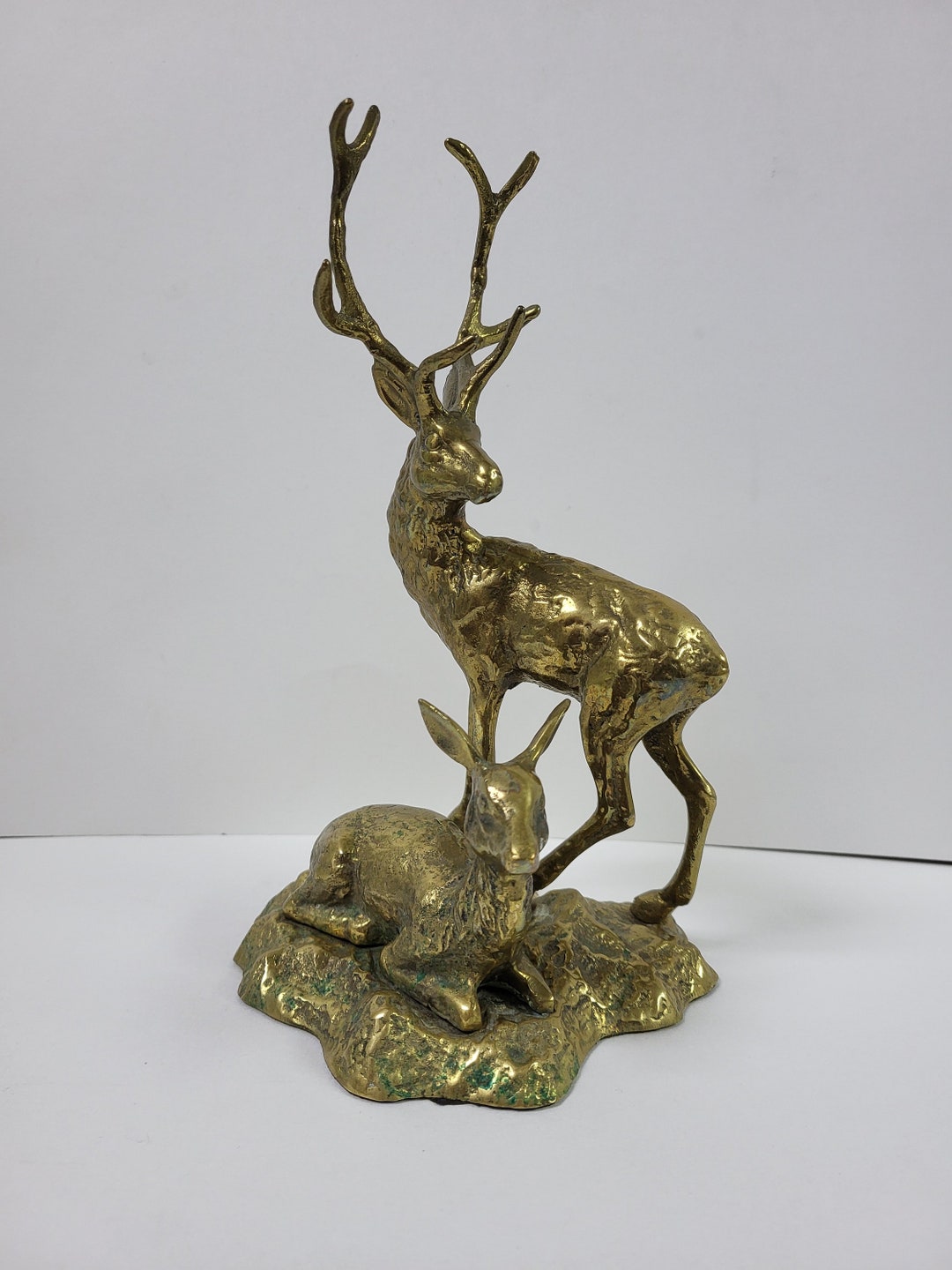 Vintage Brass Stag and Doe Statue Etsy