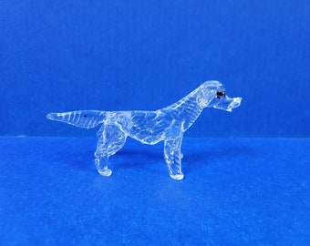 Statuetta vintage di cane in vetro trasparente Altaglass – Cane da caccia/retriever in vetro artistico soffiato a mano, anni '80, oggetto da collezione canadese in vetro.
