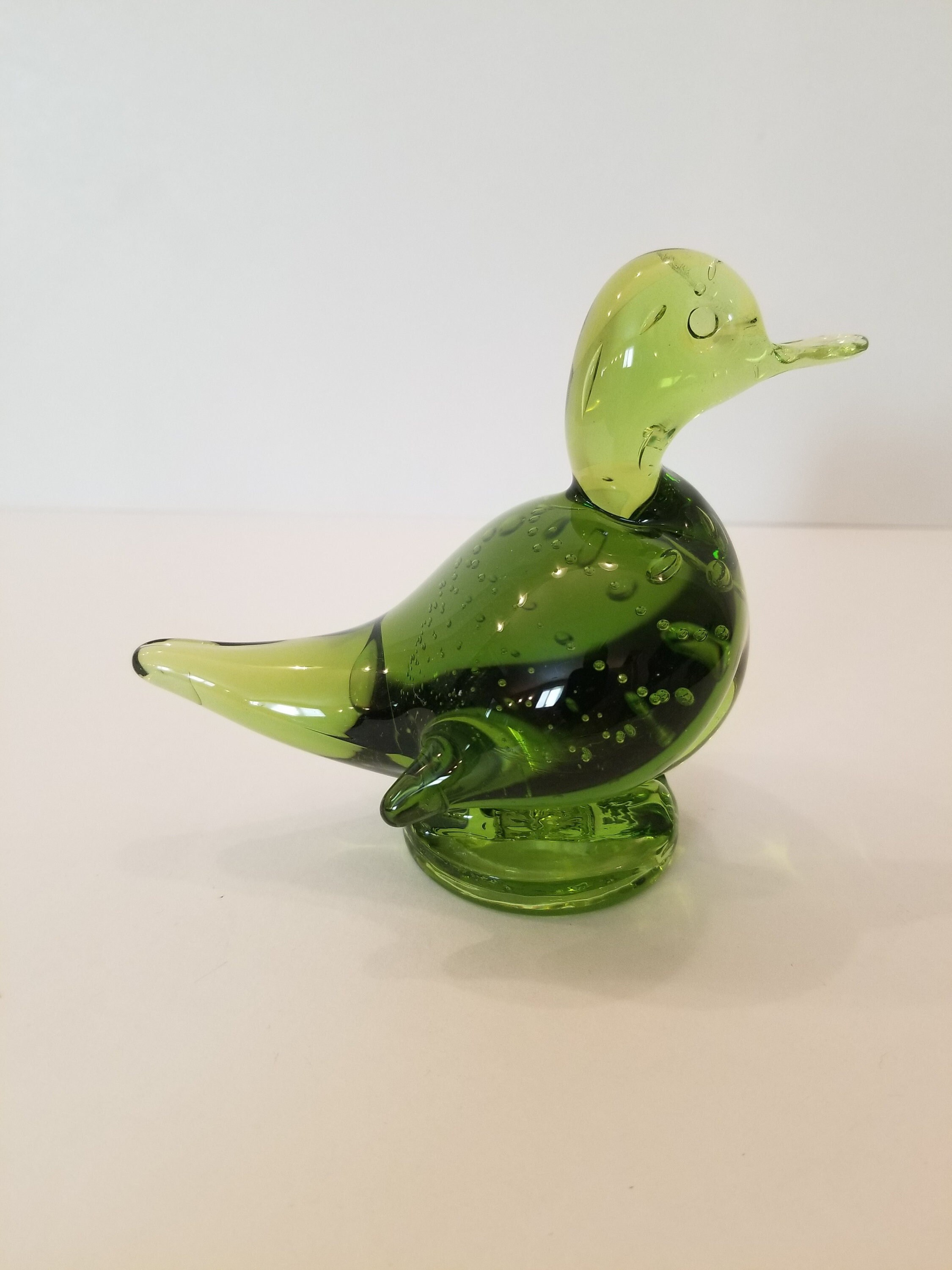 Altaglass Green Duck Solid Glass Figurine Etsy