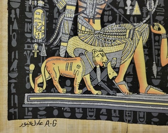 古代エジプトのパピルスに描かれたツタンカーメン王の弓矢を使った狩猟