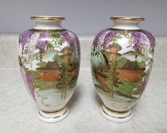 Paired Satsuma Kichizan Taisho Vases