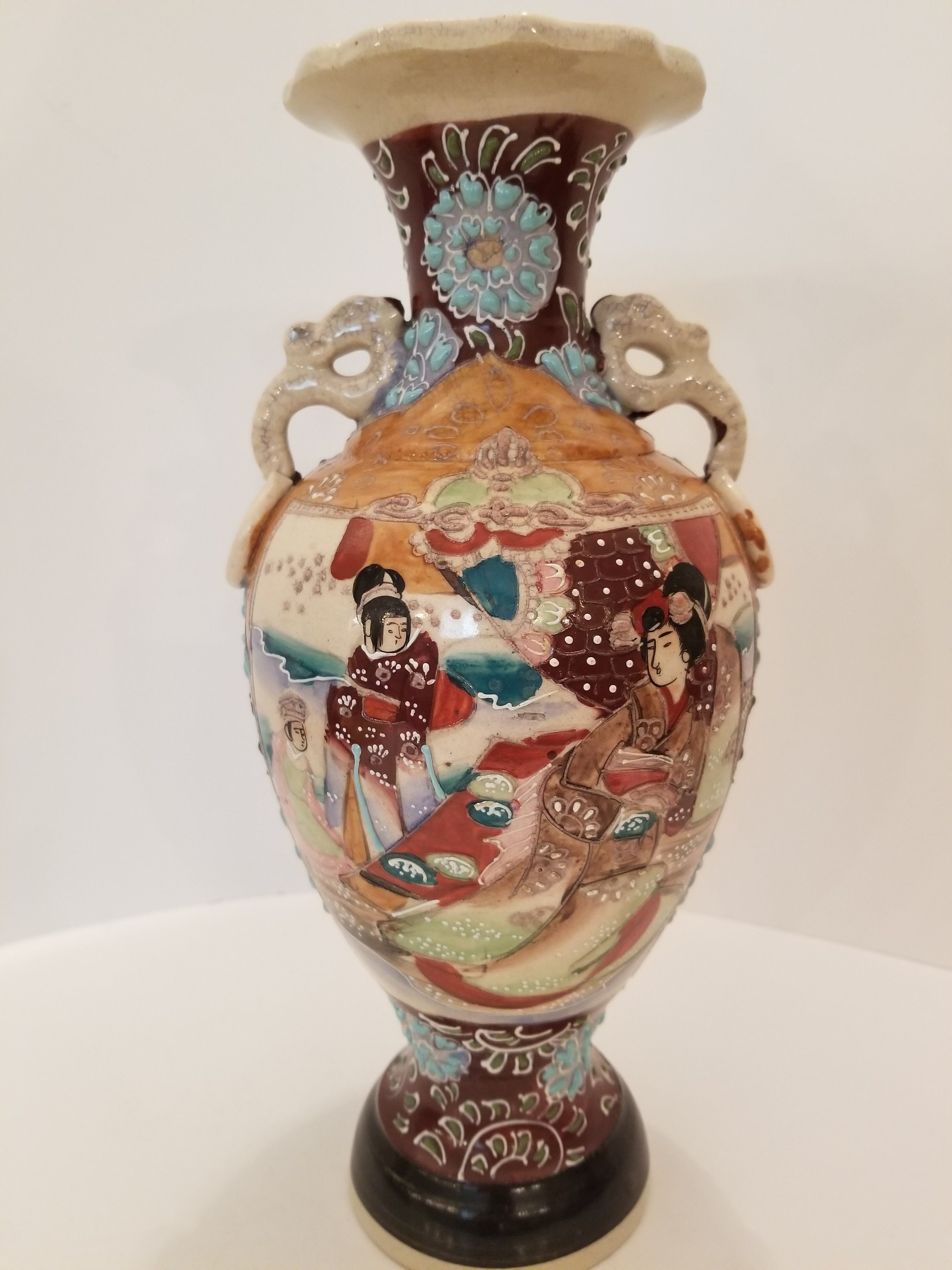 Oriental Satsuma Vase Etsy