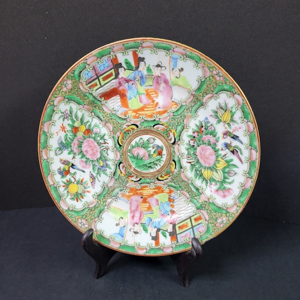 Chinese Qing Dynasty 8" Rose Medallion Plate