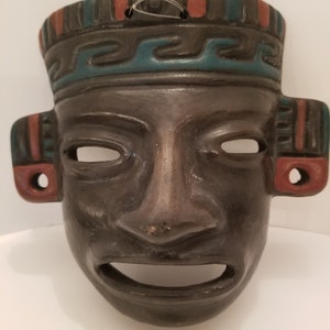 Vintage Aztec Oaxaca Black Clay Mask