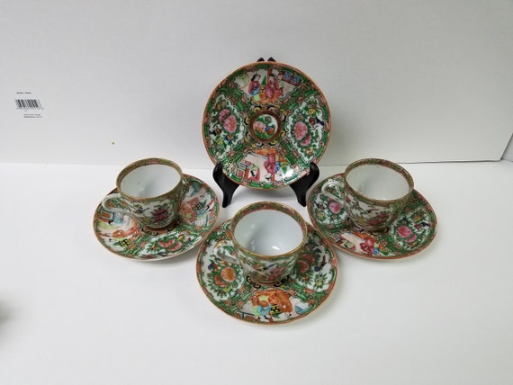 Antique Chinese Rose Medallion Tea Cups and Saucers* - Etsy