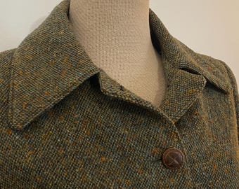 Donegal Irish 100% Wool Tweed Handwoven By PJ Carr - Vtg. 1970s Woman's Classic Jacket By Lanzi Custom Tailor N. Vancouver BC - Sz10 Scarce!