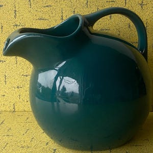 SHENANGO Ball Jug Pitcher Vtg. 1920s-40s Teal Blue Green Diner Ware Vitrified China #2 New Castle PA - 7&quot; Tall - VG+++ Available In Canada