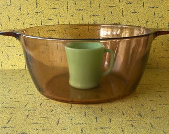 Vision Ware / Corning Ware - haardvuur bruin / amberkleurig glas - Nederlandse oven 4,5 l - GEEN deksel - Made in France - Vintage jaren 80 - VG++ Buy in Canada