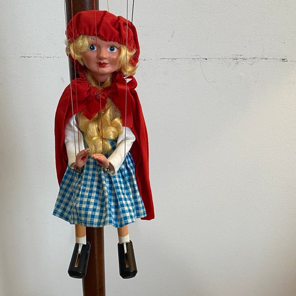 Pelham Puppets Marionette - Vintage 1960s Red Riding Hood W/ Scarce Blonde Hair - All Original In Box W/ Instructions - Hand Made in England