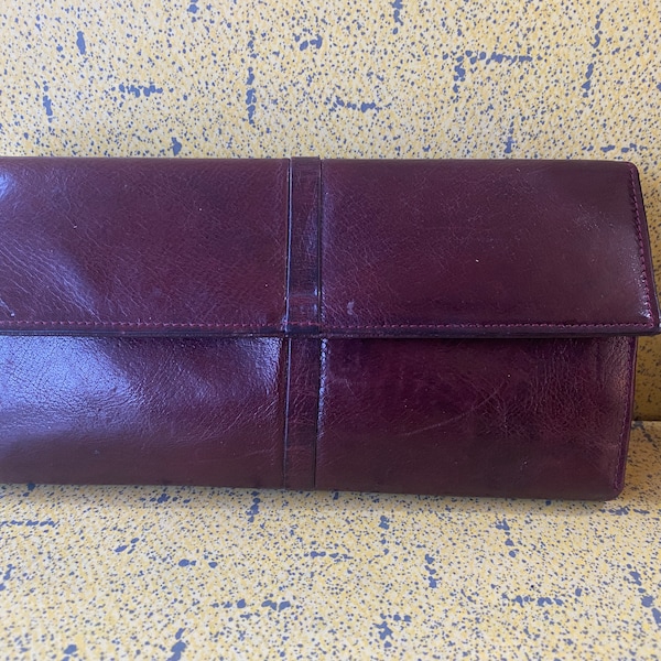 TILLEY Twin Canada Oxblood / Burgundy Calf Leather Woman's Long / Clutch / Check Book Tri-Fold Wallet - Vintage 1980s - VG++ Scarce Beauty