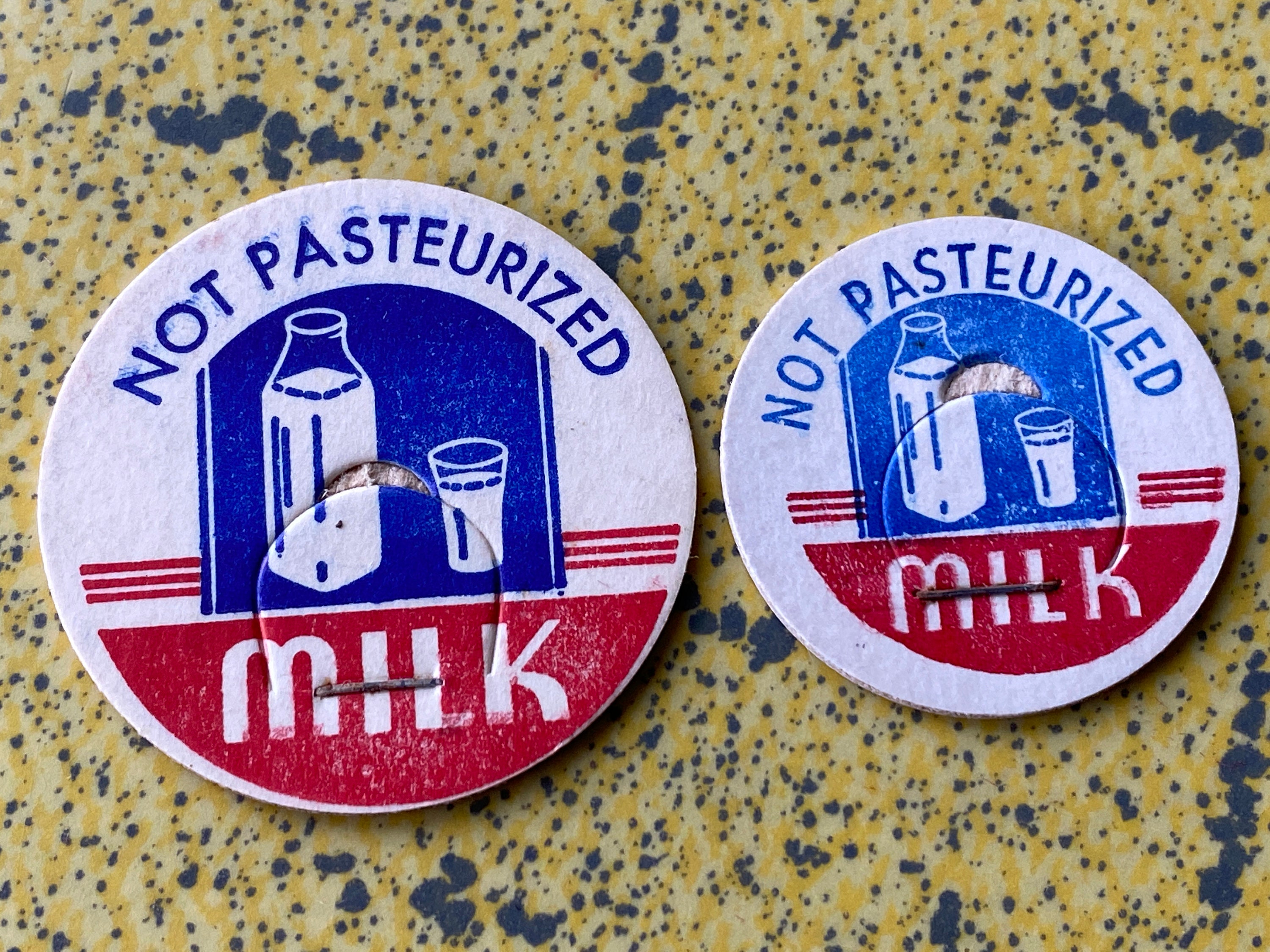 牛乳キャップ  50年代 牛乳瓶のキャップ - 1950年代ヴィンテージ インサート式ポグスタイル