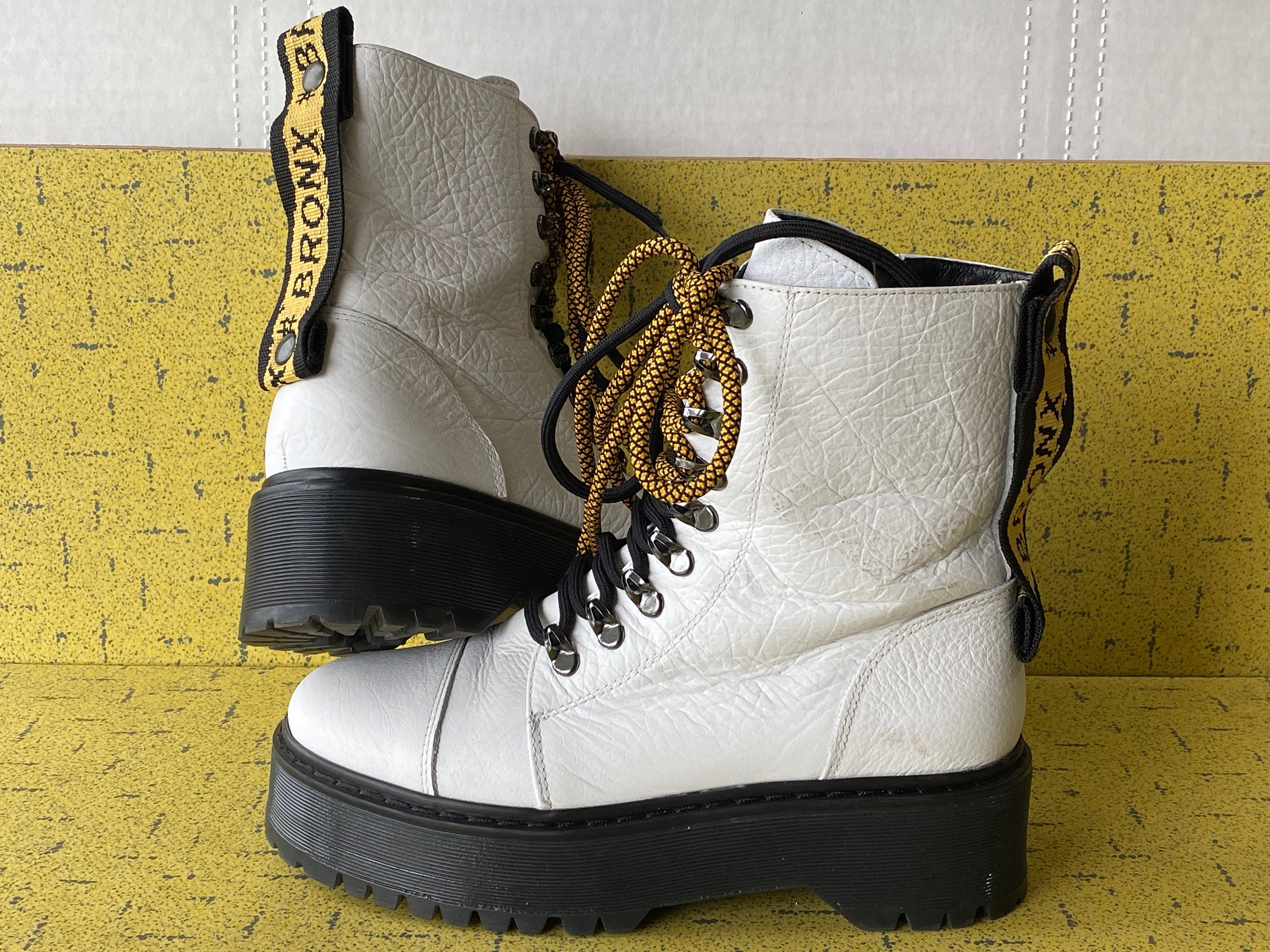 Vintage BRONX Platform Combat Boots Wit Leer Vrouwen - Etsy België