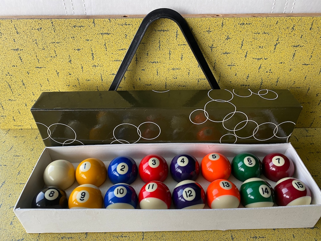 Pool Ball Set 16 Numbered Balls in Original Box Plastic Etsy