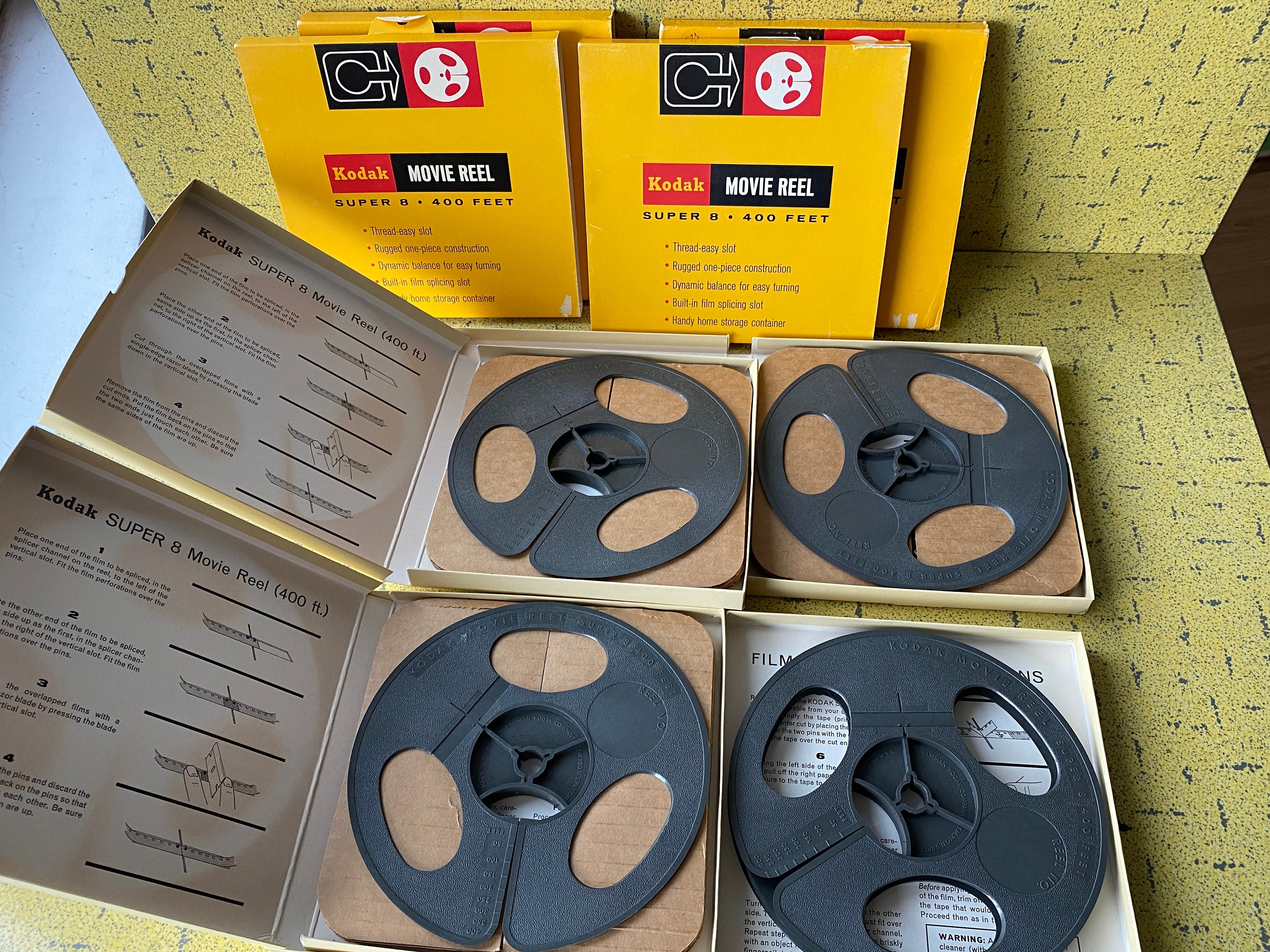 Kodak Movie Reel Super 8 400 Feet - 4 Empty Reels For Eastman Kodak Super 8  Movie Film - As New - Original Packaging - Made in USA - VG+++