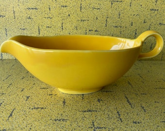 Homer Laughlin Rhythm Shape Sauce Boat - Rich Harlequin Yellow - Vintage 1950s - Made in USA - As New Condition - VG++ Classic MCM Beauty!