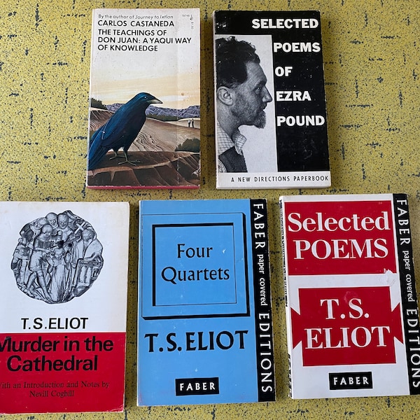 Carlos Castaneda, Ezra Pound, T.S. Eliot - Classic Paperbacks 1950s/60s/70s - Don Juan, Selected Poems, Murder In Cathedral, Four Quartets &