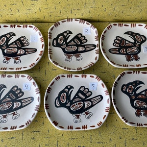 LAMBERT POTTERIES Pottery Thunderbird #30 Vintage 1970s Plate 1st Nations Indigenous Art Design Vancouver BC