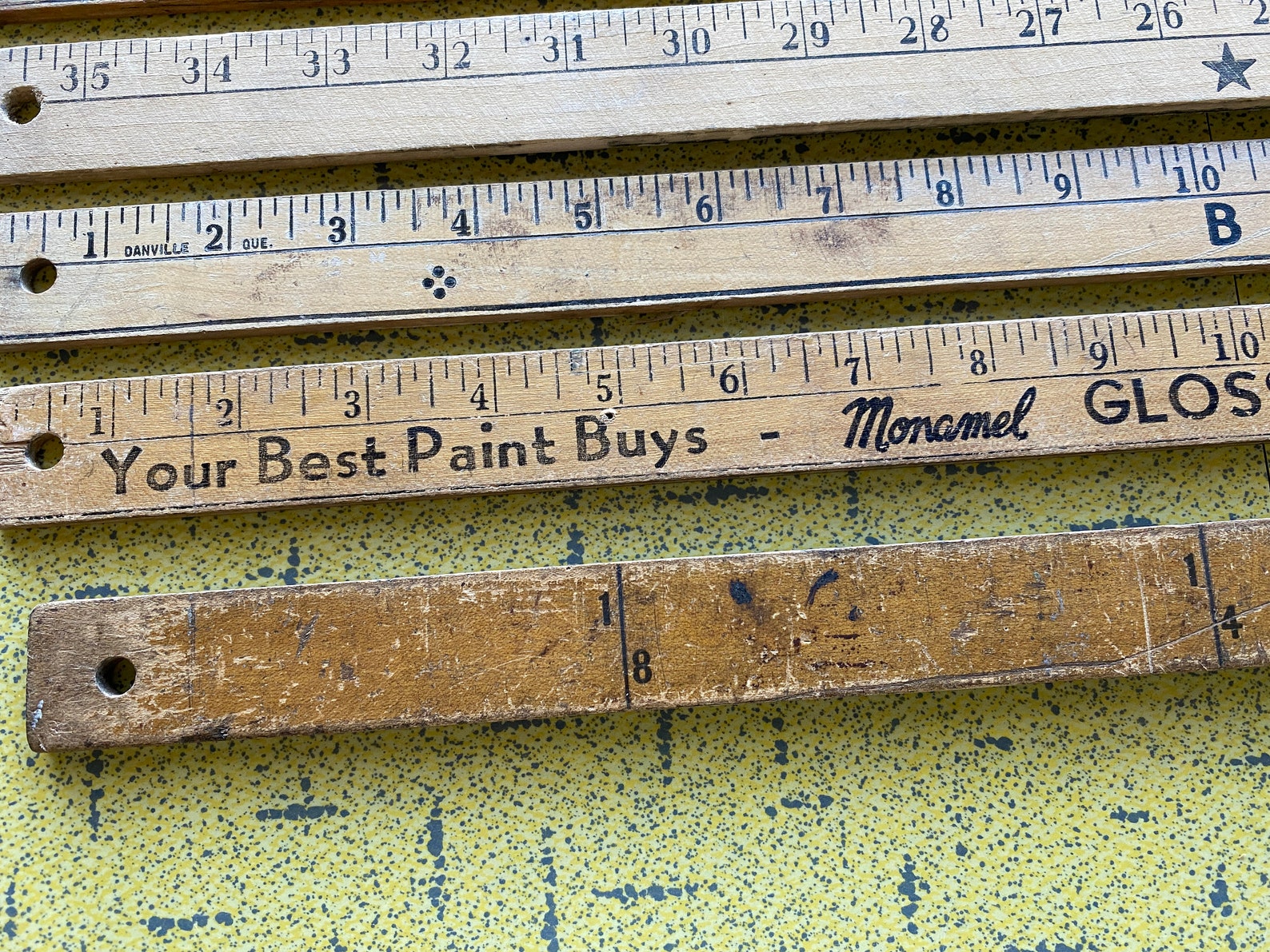 Vintage YARDSTICKS Wood 3' Non Folding Advertising Etsy