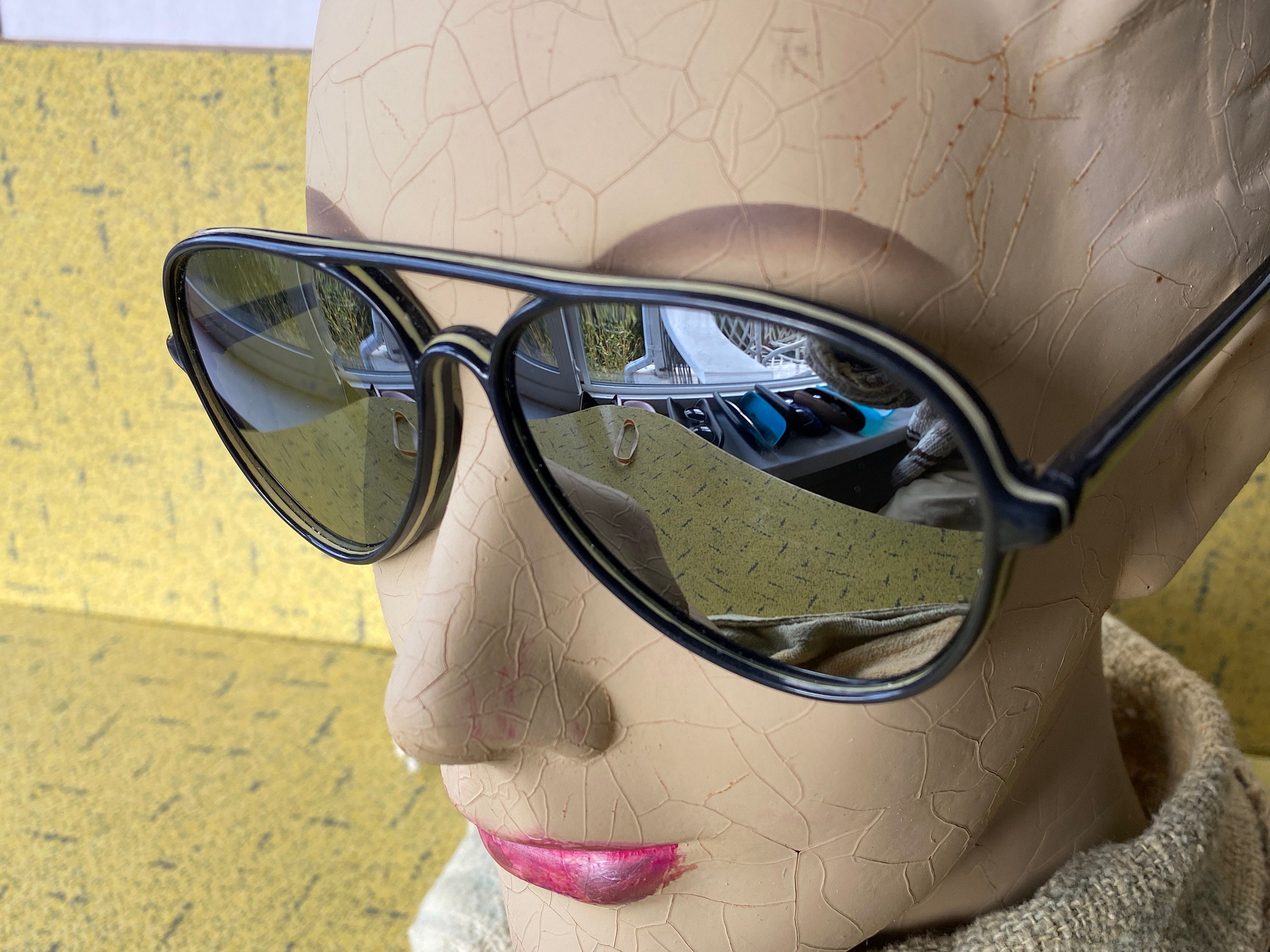 Aviator Teardrop Ski Sunglasses Black W/ Cream Stripe Frame - Etsy