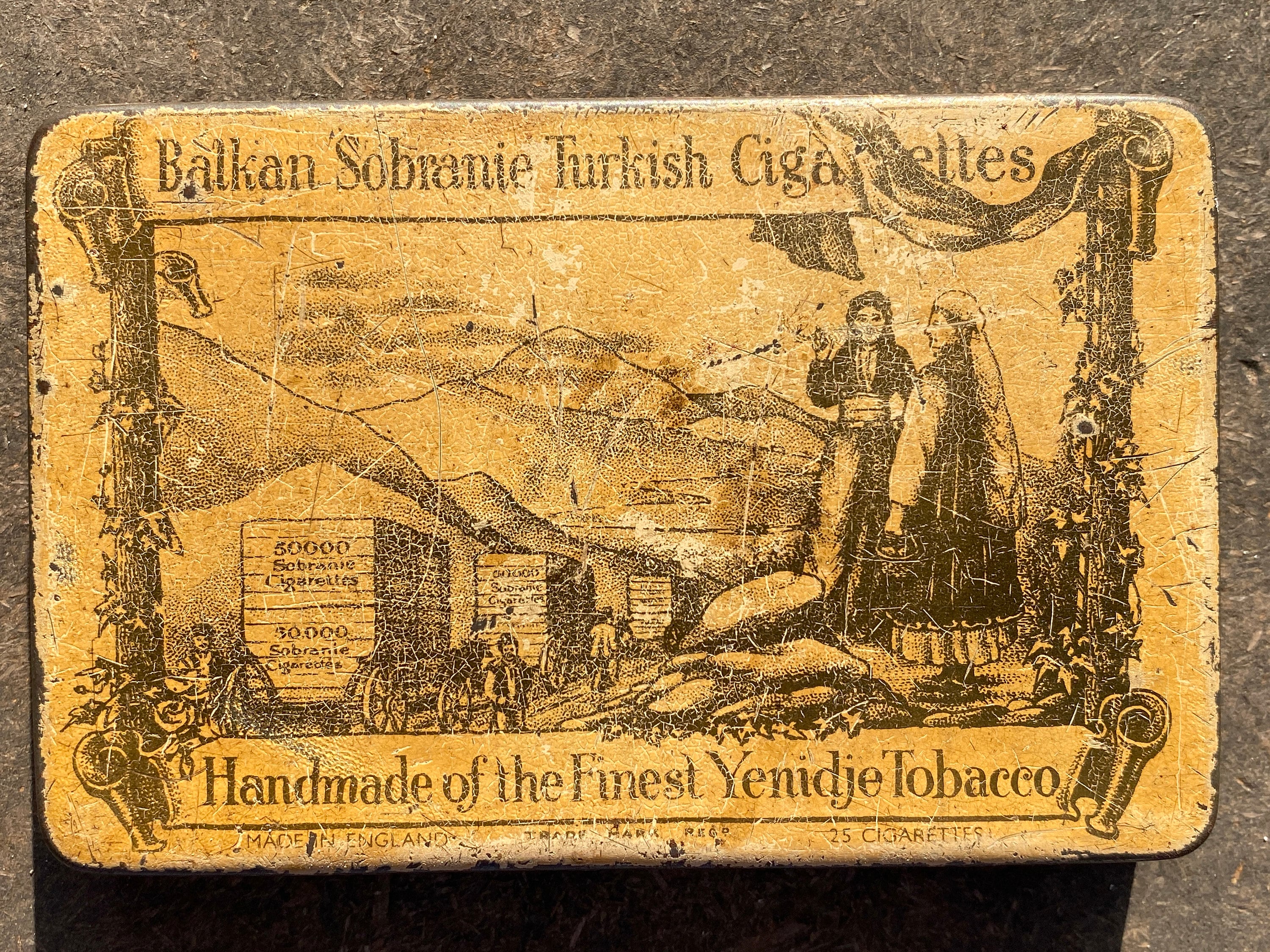 yenidje tobacco Vtg 1930s Balkan Sobranie Turkish Cigarettes Flat Tin - Handmade of the  Finest Yenidje Tobacco - Prince of Wales - Robert Lewis - in Canada