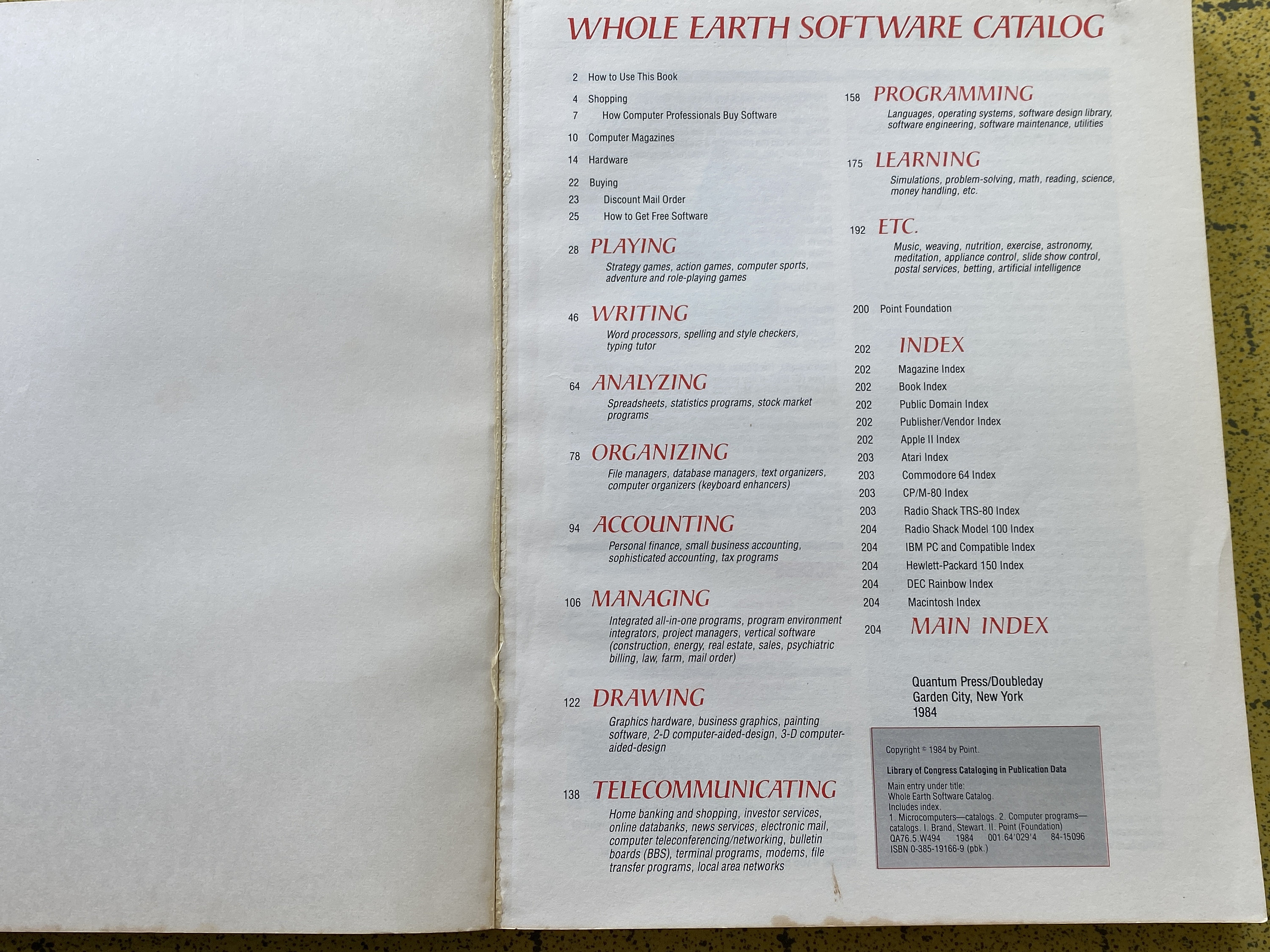 Whole Earth Software Catalog - Stewart Brand - Vintage 1984