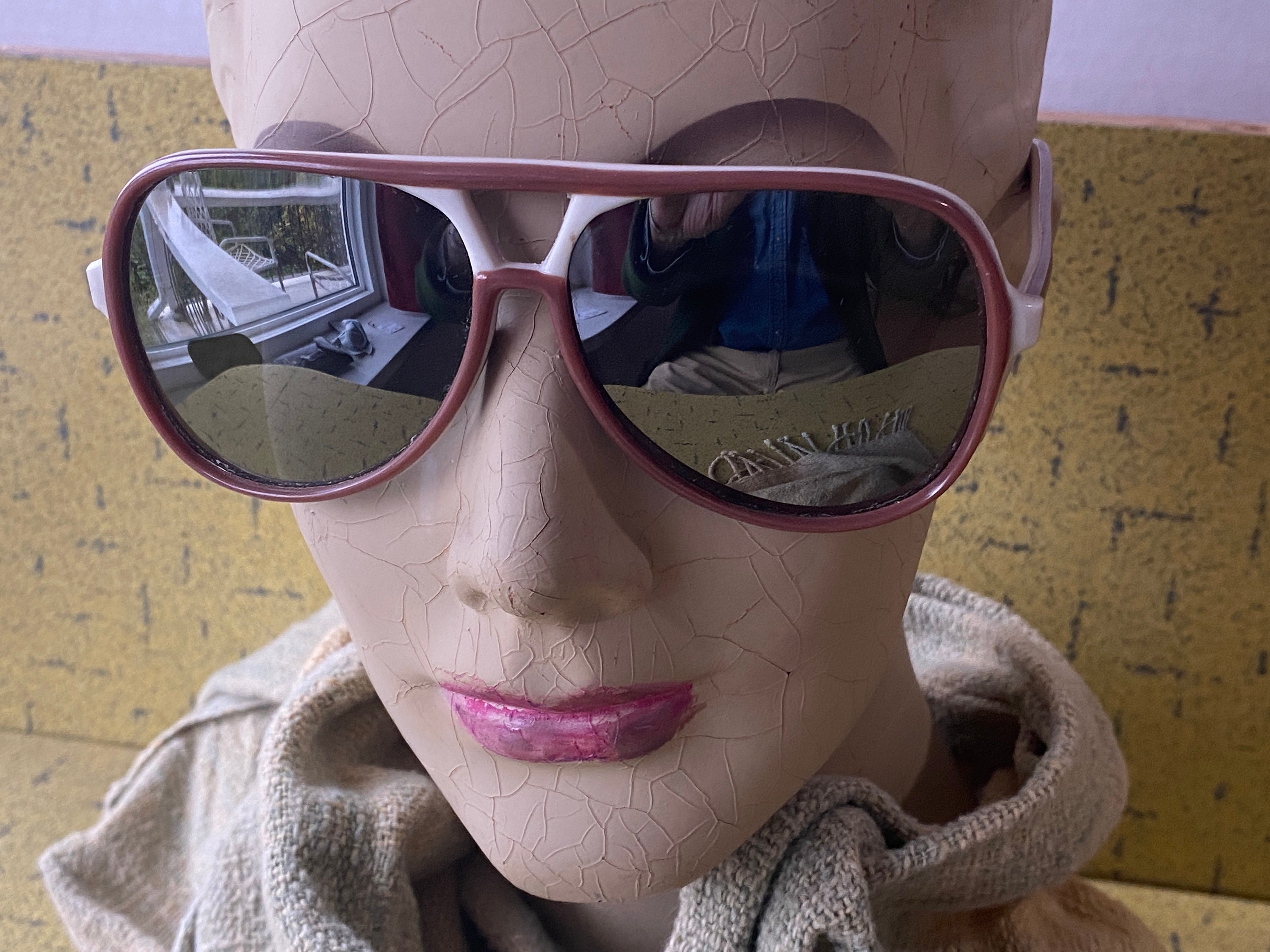 Jean Claude Killy Rare Vintage Aviator Sunglasses Aviator Teardrop Ski Type 1970s Sunglasses - Brown W/ White  main image 3