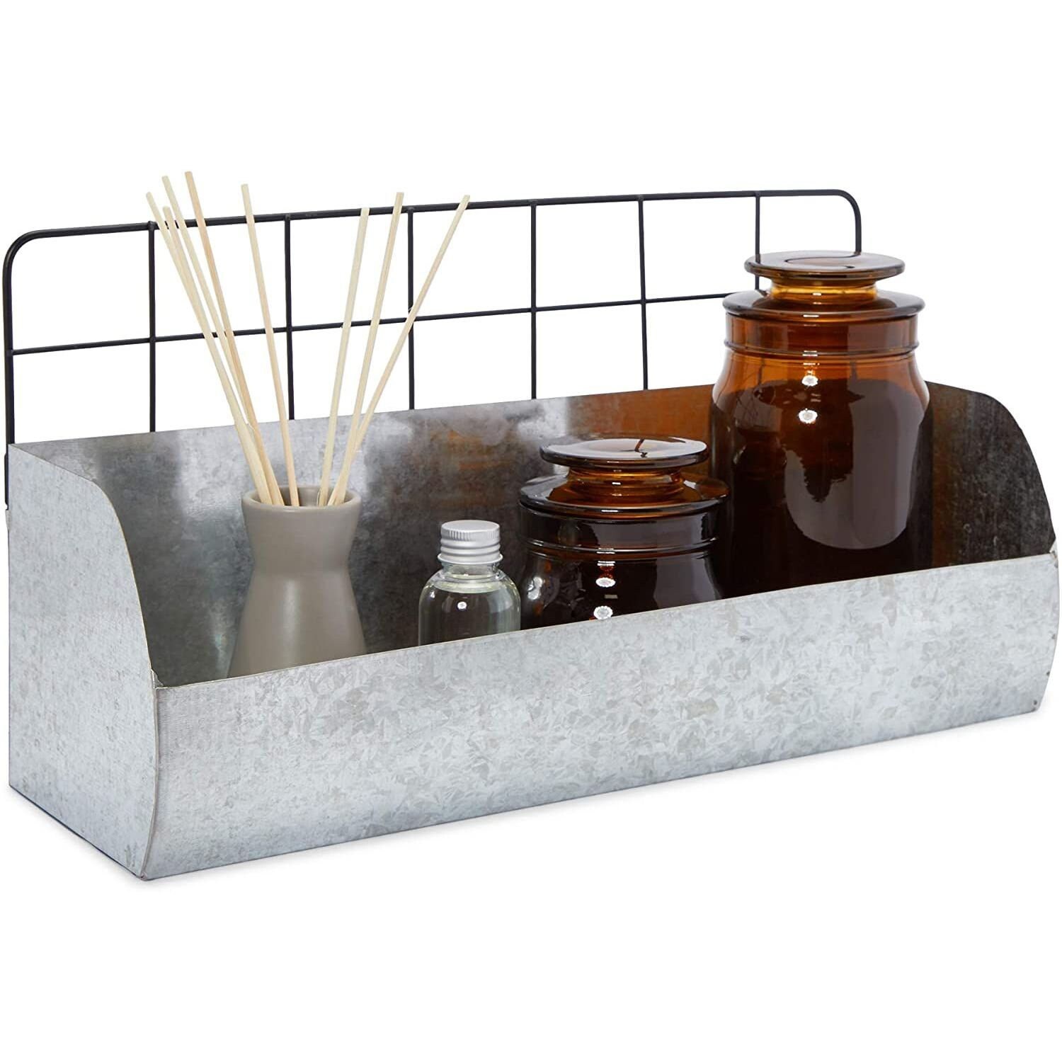 Galvanized Metal Floating Wall Shelves Galvanized Metal Etsy
