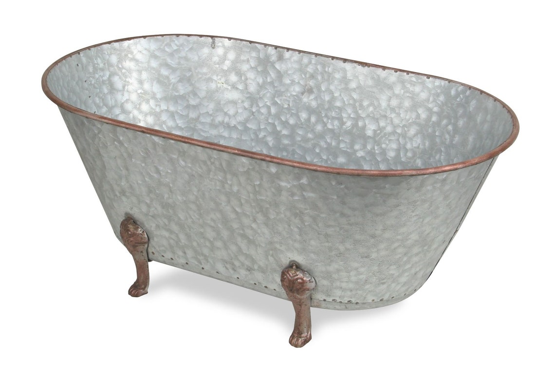 Galvanized Metal Bathtub Large Etsy