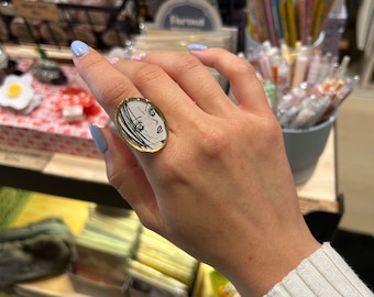 NANA handcrafted ring in gold stainless steel created with a fragment of the original Japanese manga - one size adjustable, unique piece
