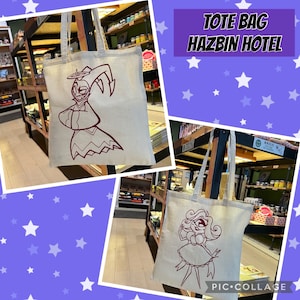 Tote bag in 100% cotone color natural beige con Adamo e Niffty fanart realizzati con tecnica di serigrafia a mano in color bordeaux