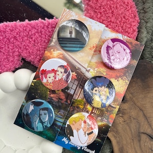 Pack of 6 Manga Character Color Pins - Hand-packed - Unofficial Paradise Kiss Fanart - Perfect Gift Idea