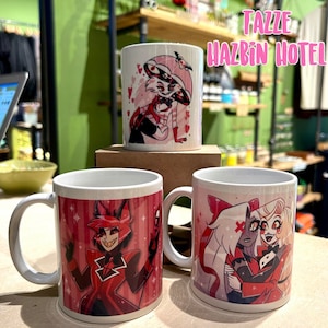Mugs dedicated to the most beloved characters of hell with exclusive graphics created in collaboration with the English artist Sashakawaiicat