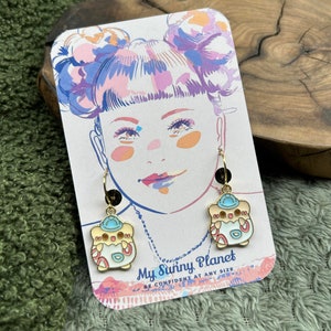Japanese Cartoon Cry Baby Egg Character Dangle Drop Earrings - Nickel Free Stainless Steel Hooks
