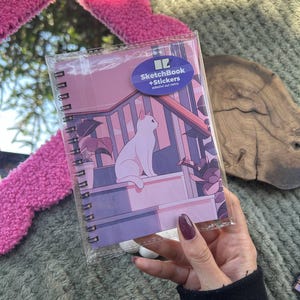 Sketchbook Cat Lover per amanti dei gatti, rilegato a mano in carta ecologica - 2 random stickers in omaggio - stampa fronte e retro diversa