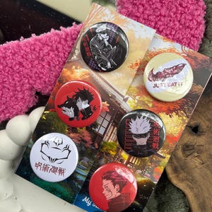 Pack of 6 Manga Character Color Pins - Hand-packed - Unofficial Jjk Fanart - Perfect Gift Idea