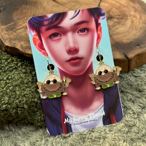Japanese cartoon character dangle earrings - nickel-free stainless steel hooks