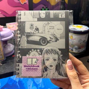 Sketchbook ispirato a Paradise Kiss rilegato a mano in carta ecologica -  2 stickers personalizzati in omaggio -  fronte e retro diversa