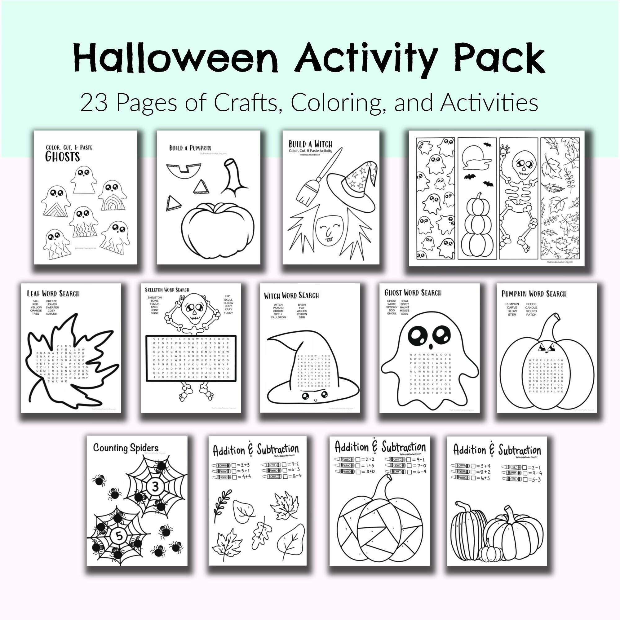 Halloween Activity Pack Printable Bundle for Kids - Etsy