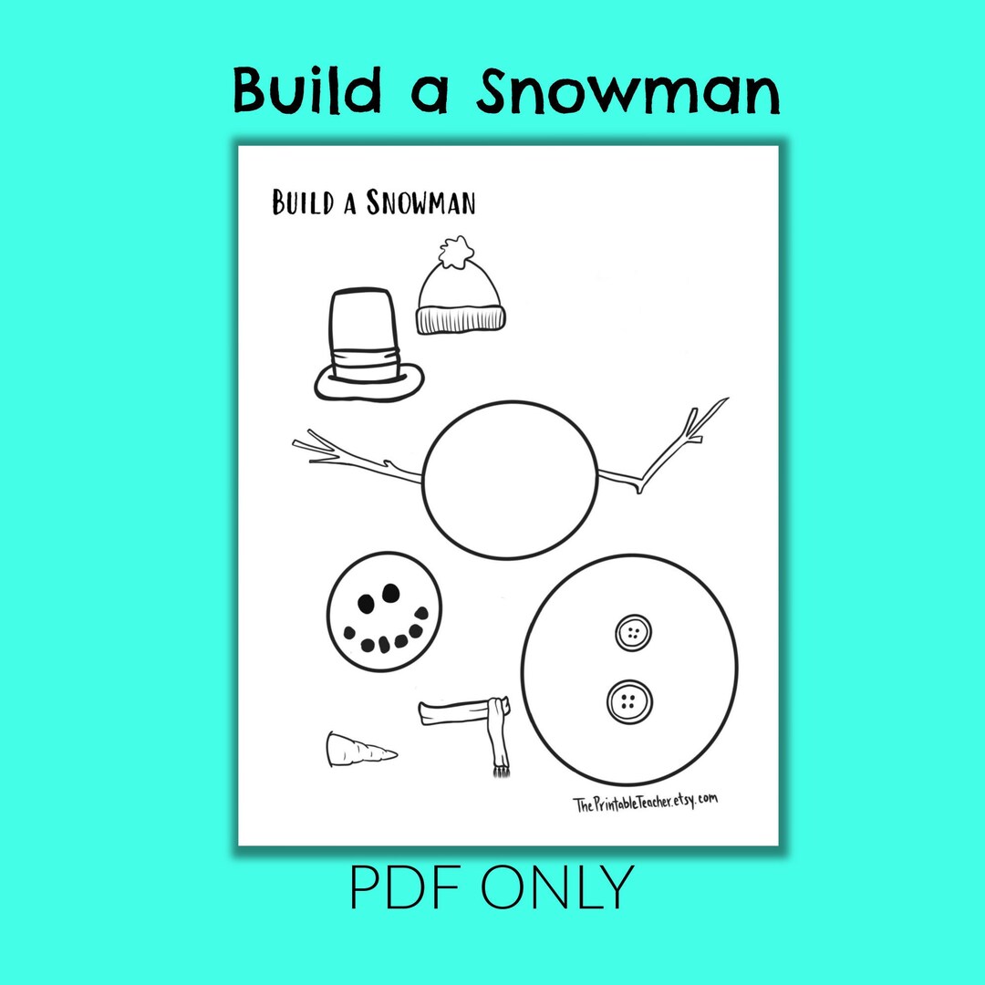 Build a Snowman Cut Color & Paste Prek Activity Etsy