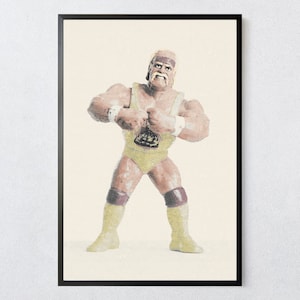 Hulk Hogan Retro Wall Art, WWF Wrestling, Digital Download, Nostalgic gift for Husband, Father, Brother, Games Room, Garage, Workshop Decor