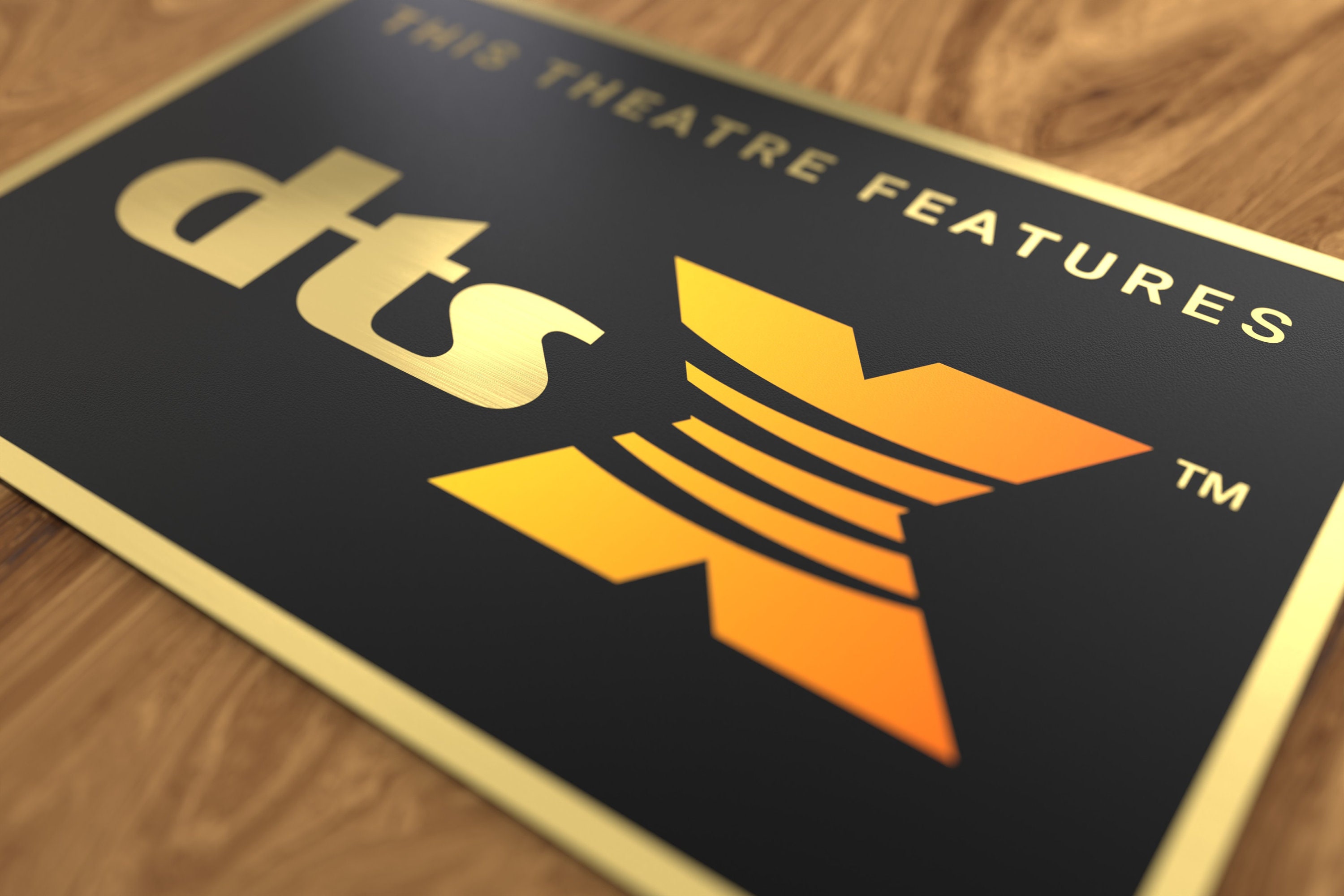 Home Theatre Cinema Sign / Schild / Plakette Gold DTS X Color Heimkino 